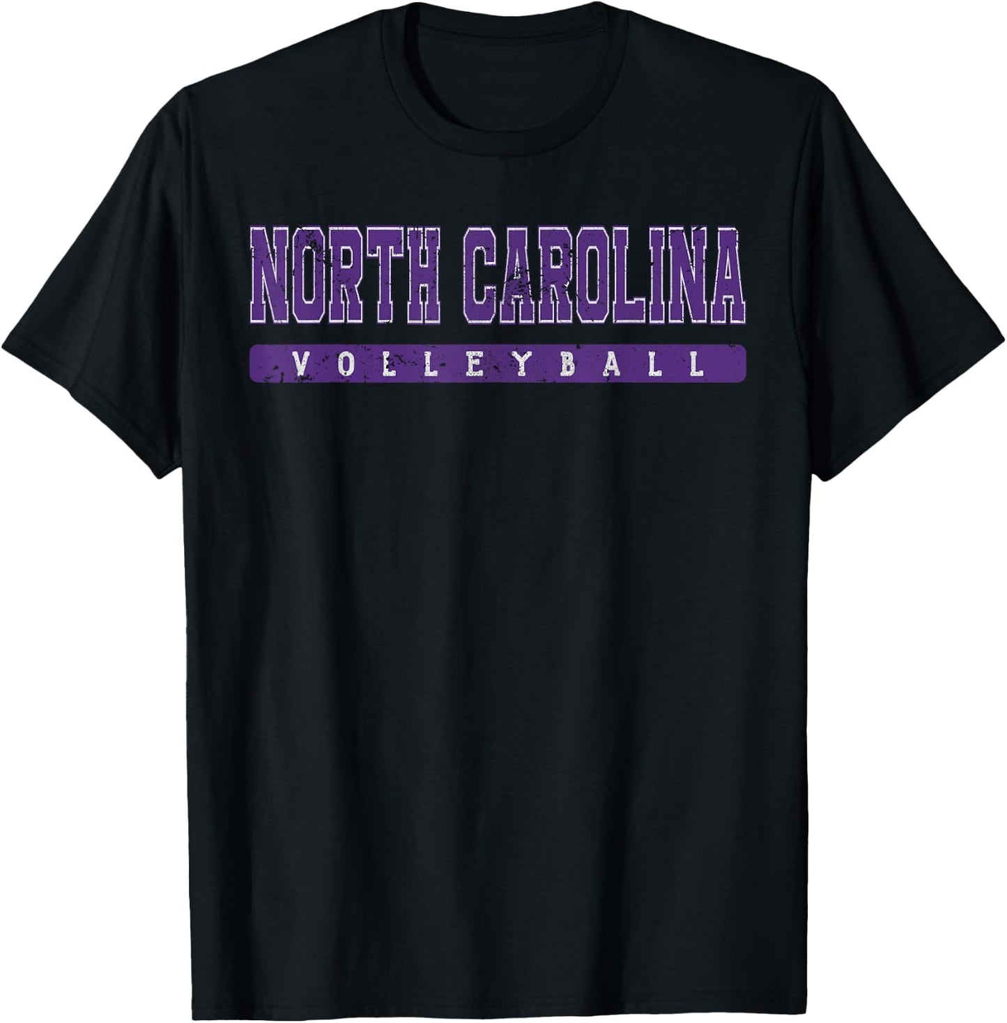 North Carolina Volleyball Purple Vintage Text T-Shirt - T-Shirt | Black