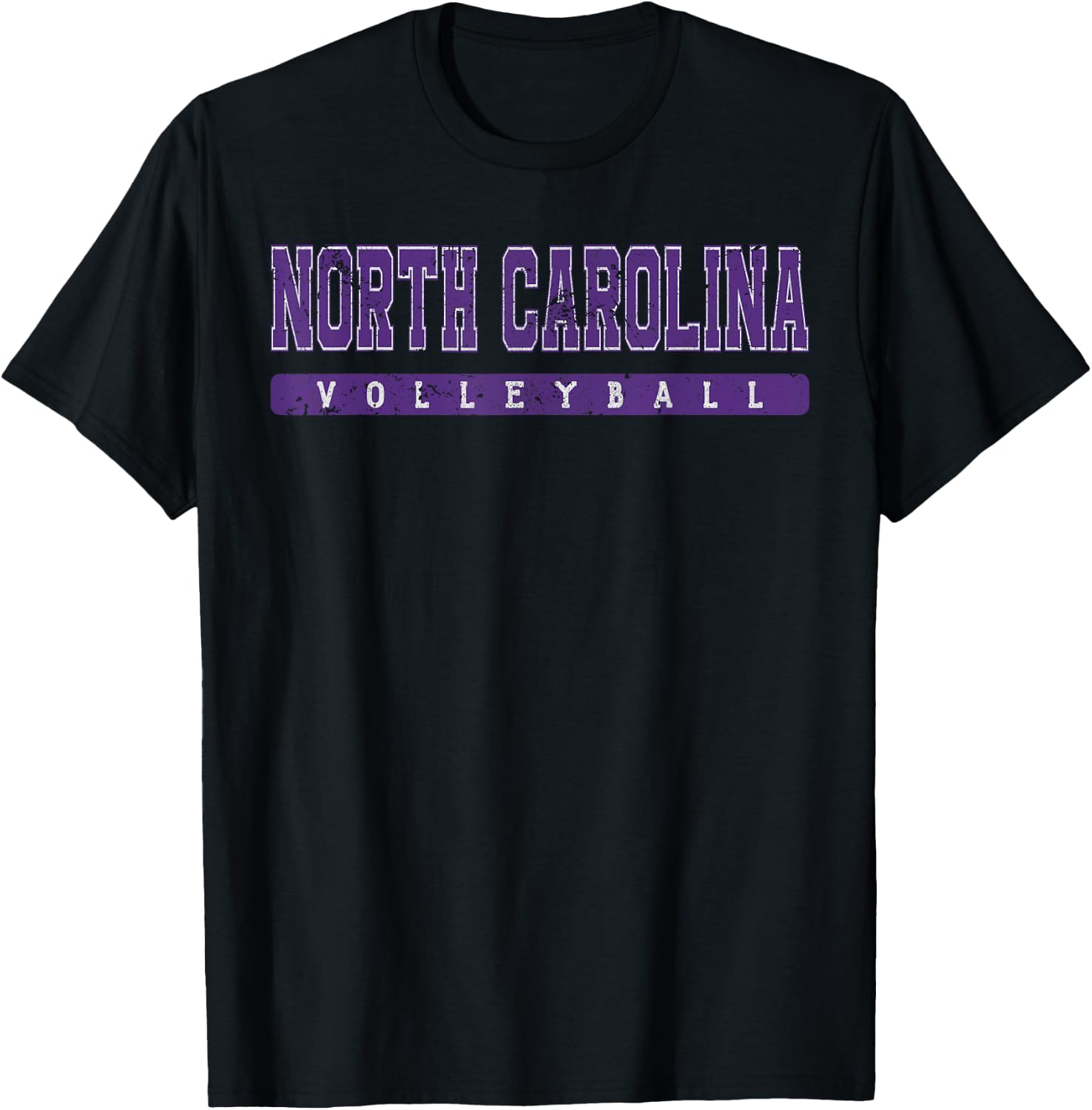 North Carolina Volleyball Purple Vintage Text T-Shirt - T-Shirt | Black