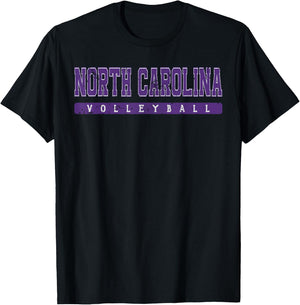 North Carolina Volleyball Purple Vintage Text T-Shirt - T-Shirt | Black