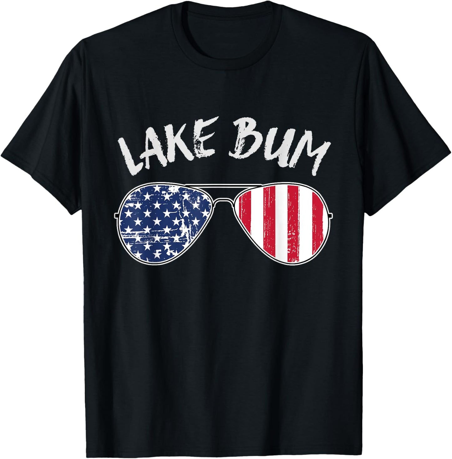Retro Patriotic Lake Bum 4th of July Summer Sunglasses T-Shirt - T-Shirt | Black