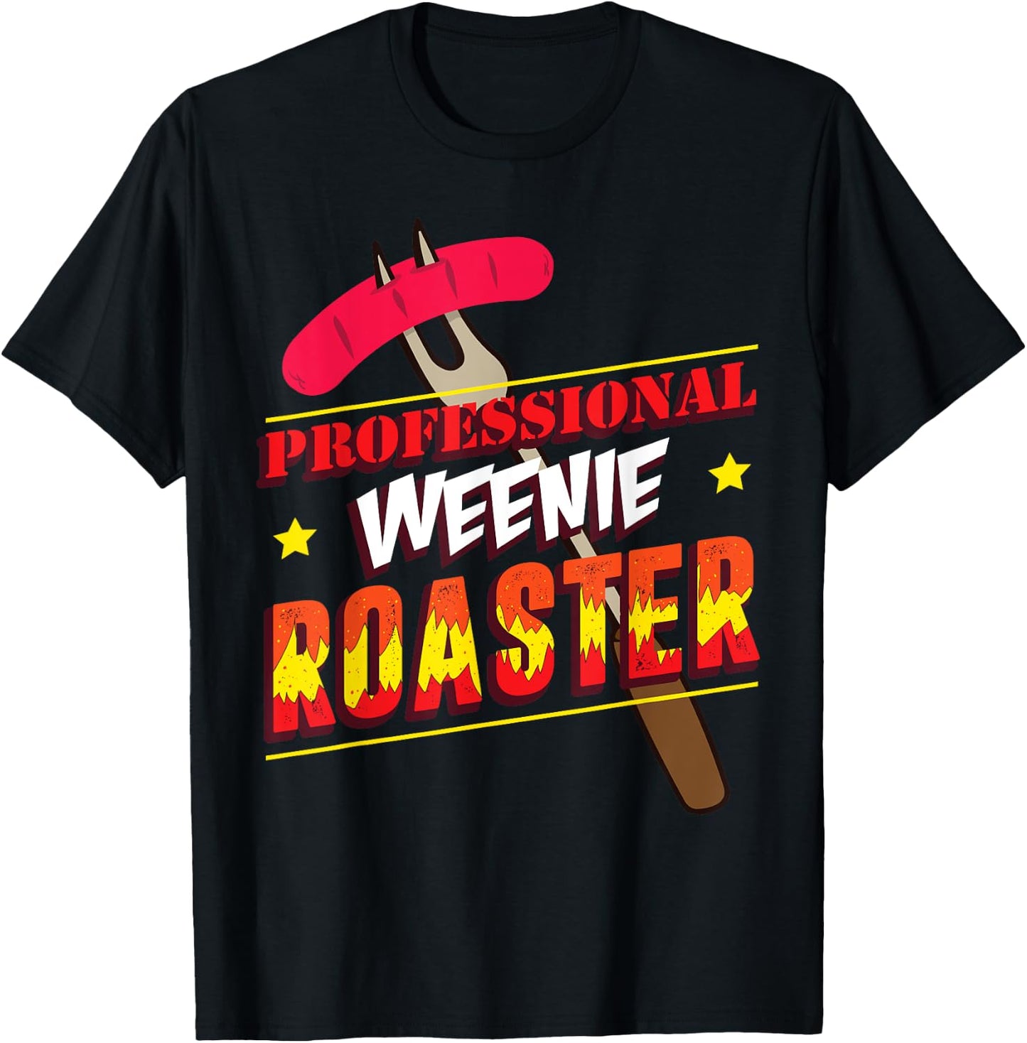 Funny Hotdog Barbecue - Grillmeister Weenie Roaster Men Women T-Shirt - T-Shirt | Black