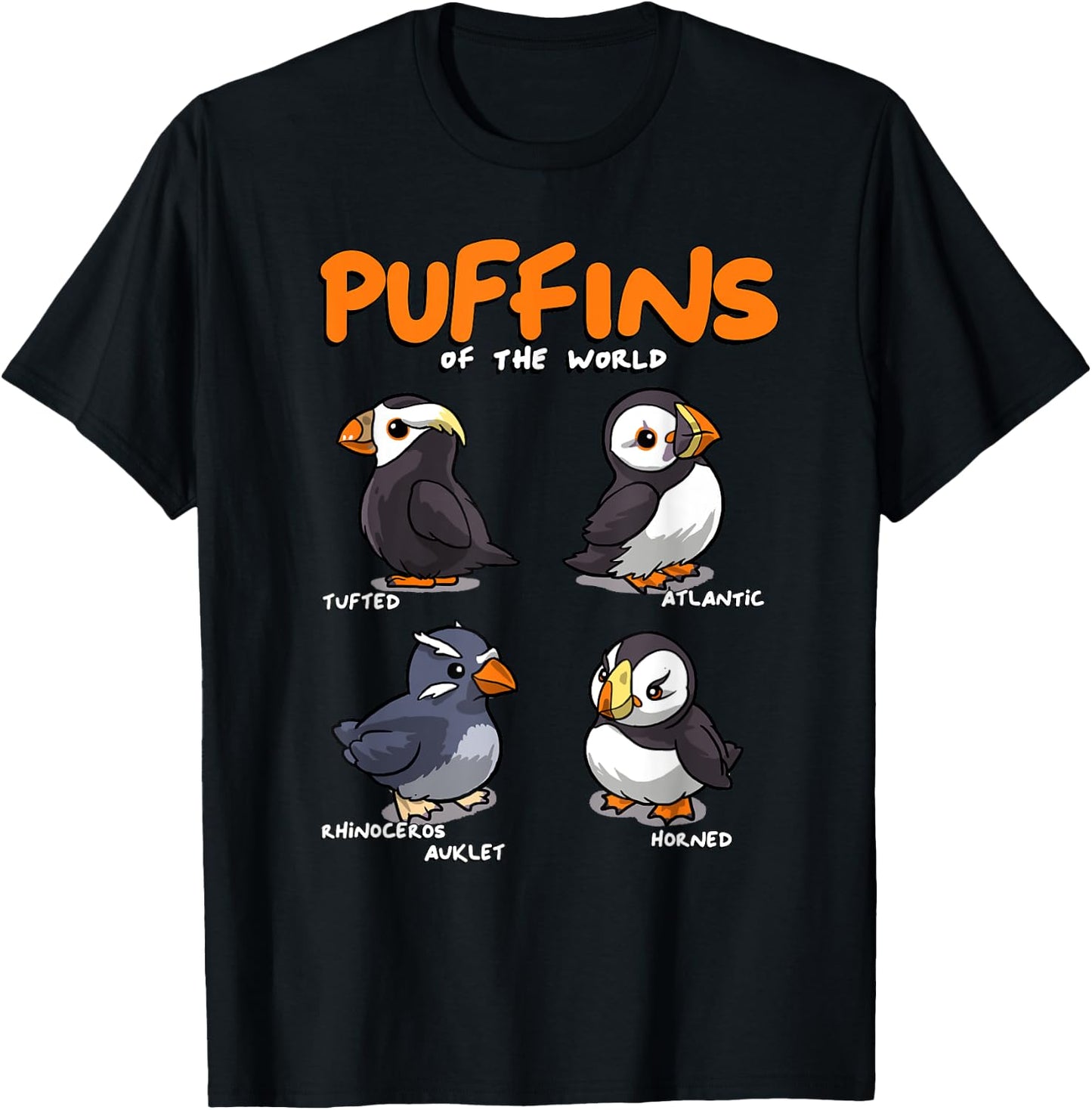 Puffin Animals of the World Educational Iceland Animal Bird T-Shirt - T-Shirt | Black