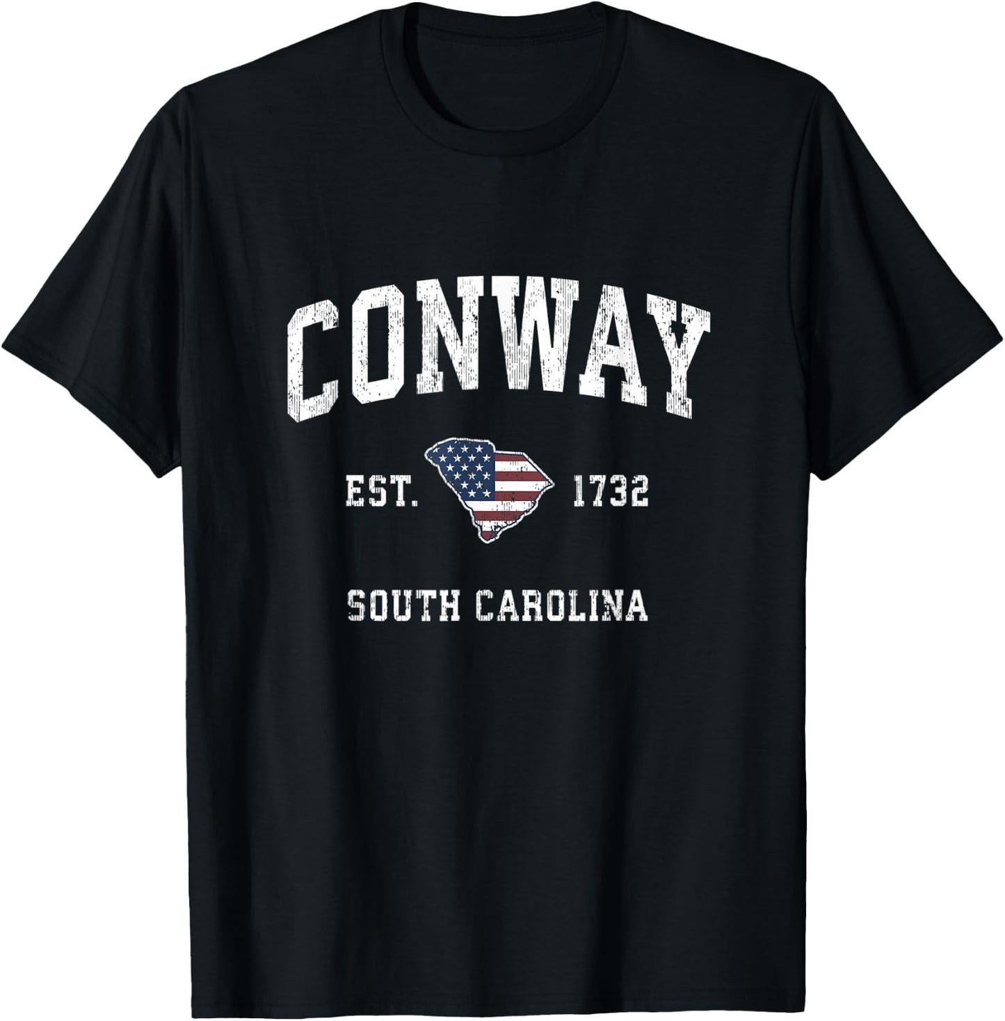 Conway South Carolina SC Vintage American Flag Sports Design Kids Men T-Shirt - T-Shirt | Black