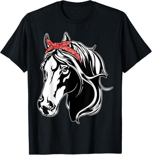 Horse Bandana For Horseback Riding Horse Lover Girls Women's T-Shirt - T-Shirt | Black