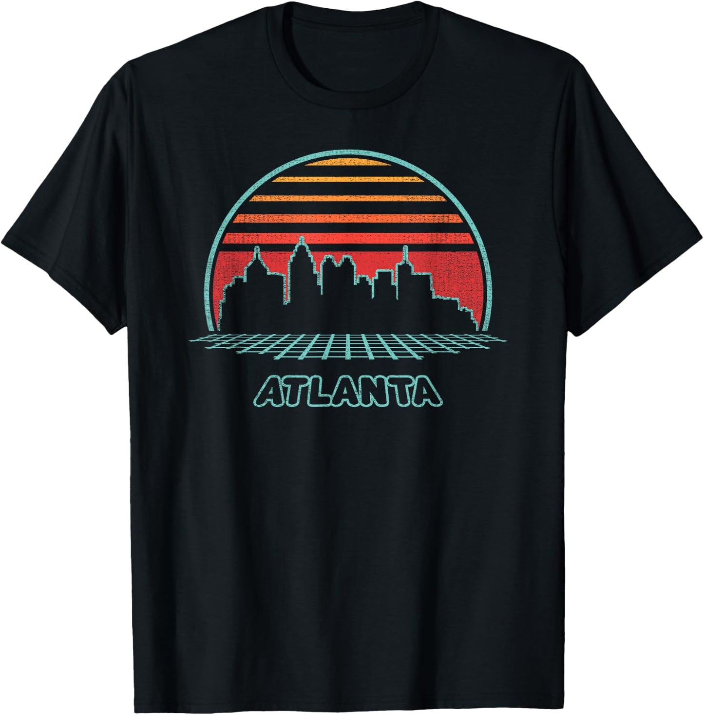 Atlanta City Skyline Retro 80s Style Souvenir Gift T-Shirt - T-Shirt | Black