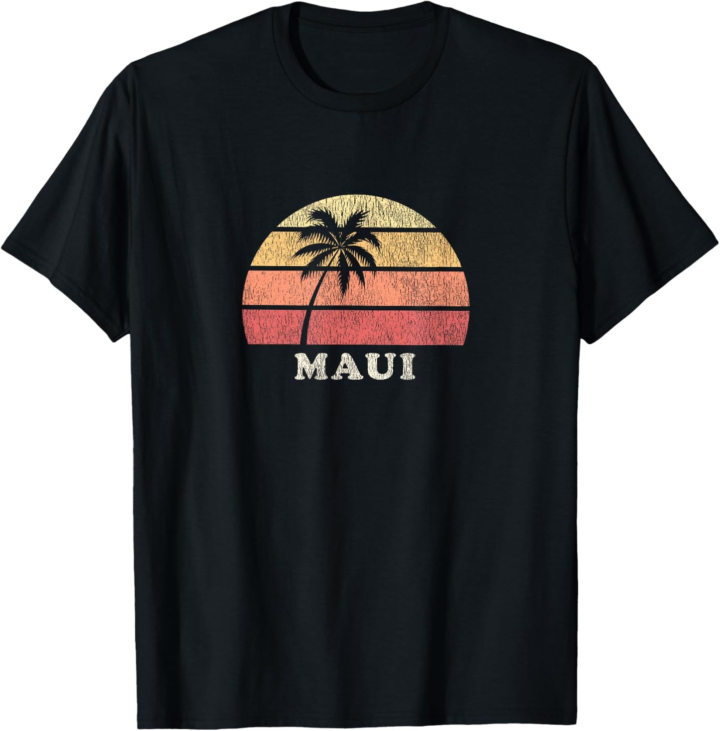 Maui HI Vintage 70s Retro Throwback Design T-Shirt - T-Shirt | Black