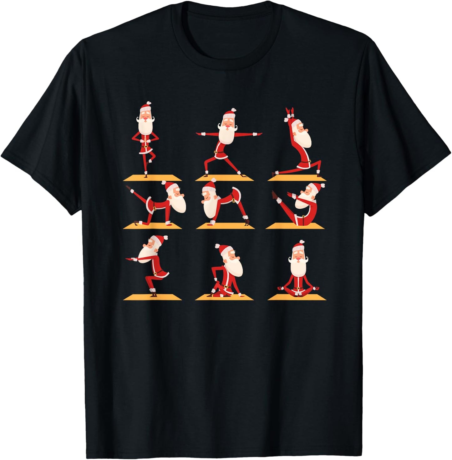 Santa Doing Yoga Exercises Poses Meditation Christmas Yoga T-Shirt - T-Shirt | Black