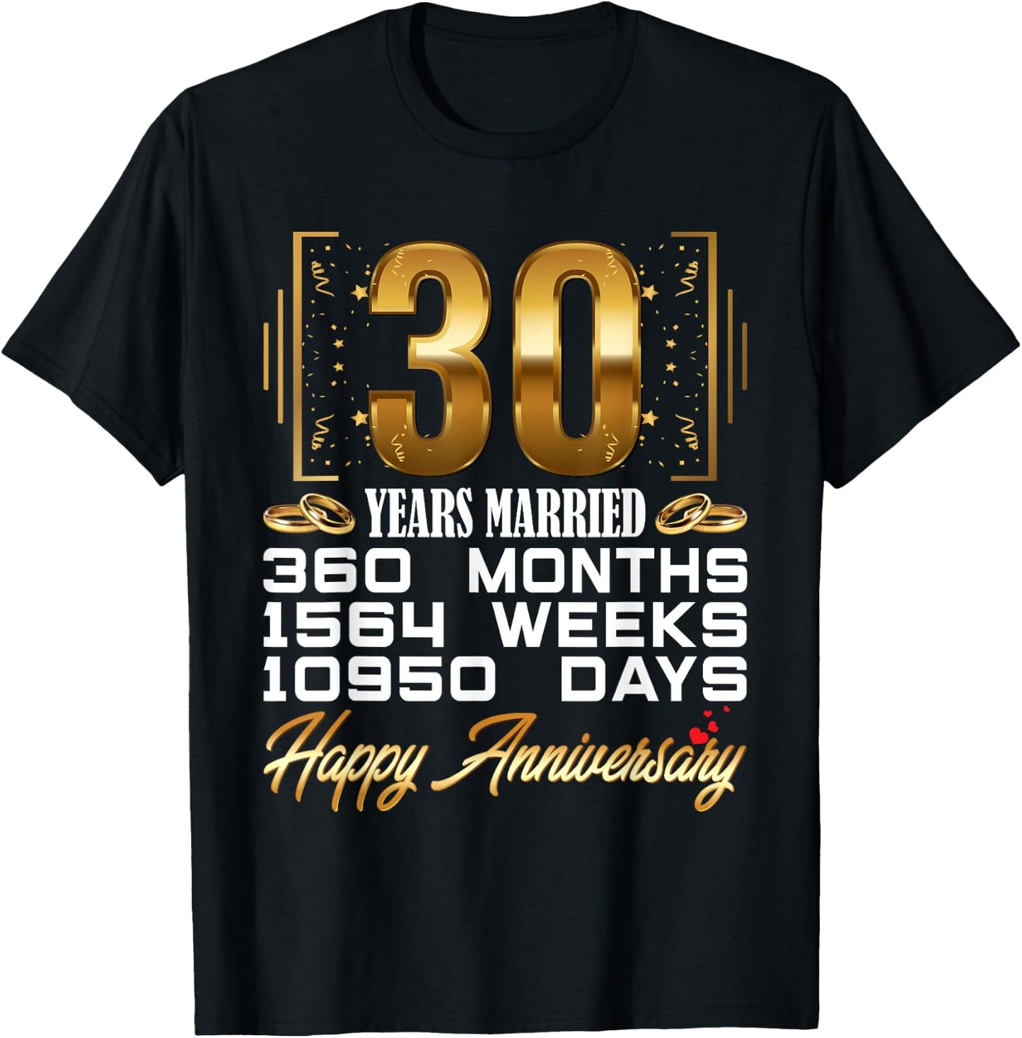 30 Years Married - Funny 30th Wedding Anniversary Couple T-Shirt - T-Shirt | Black