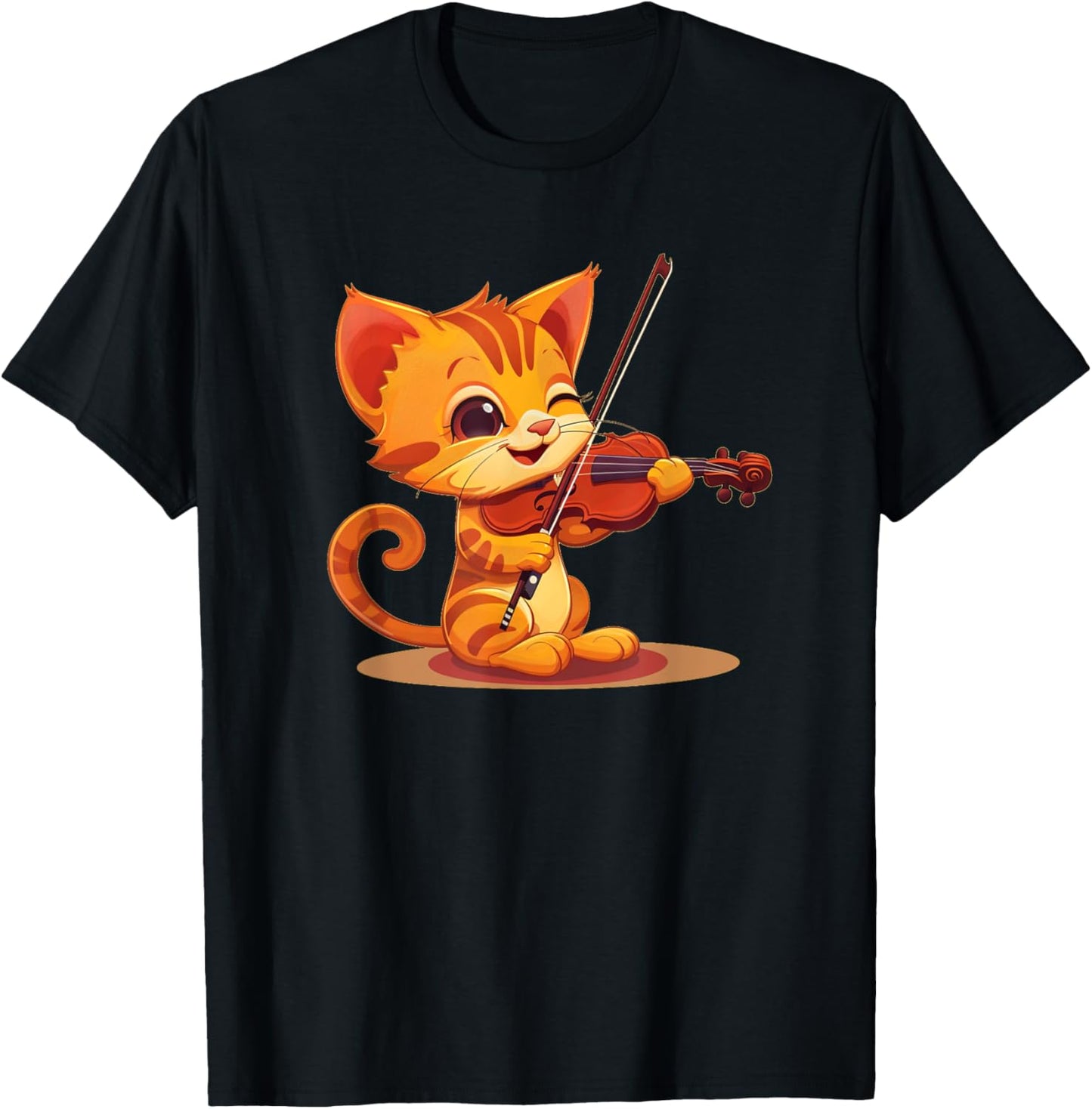 Cat Playing Violin Costume Men Women Kids T-Shirt - T-Shirt | Black