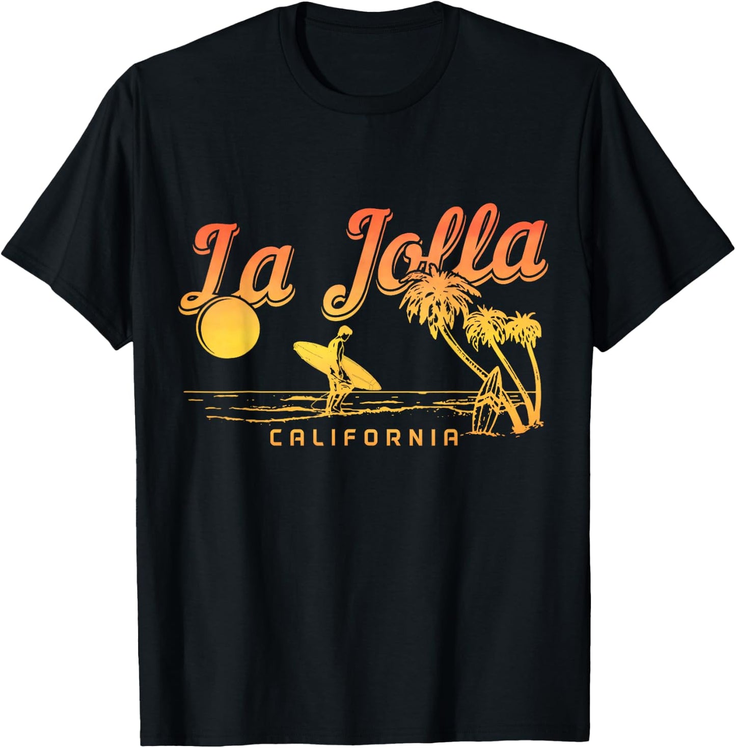 La Jolla California Surf Beach Vintage Souvenir Surfer T-Shirt - T-Shirt | Black