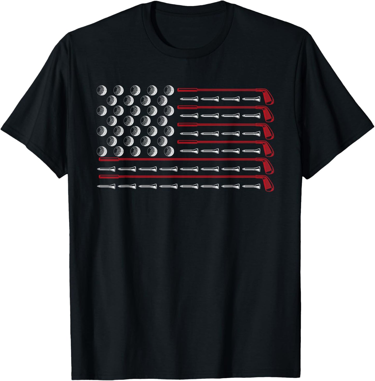 USA Flag Golf Club Sport Gift America Golf T-Shirt - T-Shirt | Black