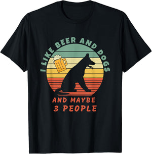 Funny I like beer and dogs and maybe 3 people Dog Beer Lover T-Shirt - T-Shirt | Black