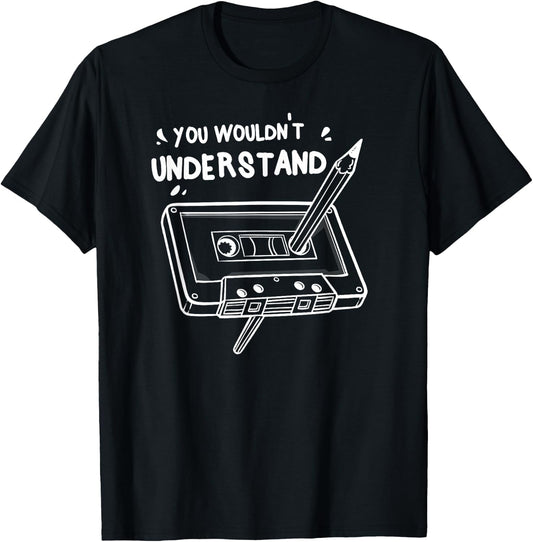 Never Forget Cassette Tape Gift Old School T-Shirt - T-Shirt | Black