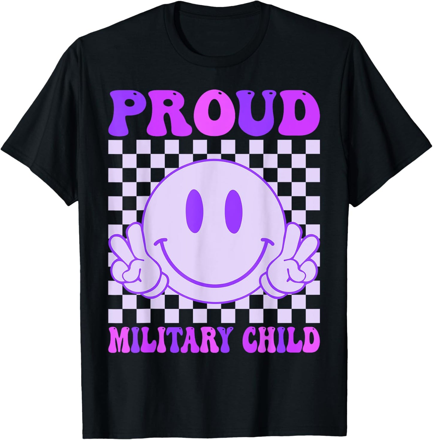 Proud Military Child Purple Up For Military Kids T-Shirt - T-Shirt | Black