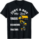 Kids Just A Boy Who Loves Trucks Excavators Tractors Boys T-Shirt - T-Shirt | Black