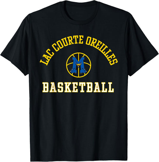 Lac Courte Oreilles Ojibwe School Migiziwag Basketball T-Shirt - T-Shirt | Black