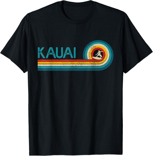 Kauai Hawaii Vintage Surfer Souvenir Surf T-Shirt - T-Shirt | Black