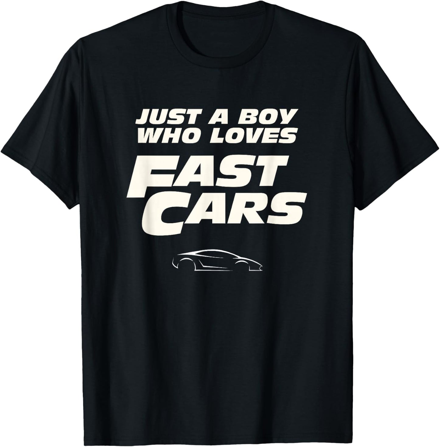 Fast Car Just A Boy Who Loves Fast Cars Funny Gift T-Shirt - T-Shirt | Black