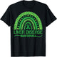 Boho Rainbow Liver Cancer Awareness with Green Ribbon T-Shirt - T-Shirt | Black
