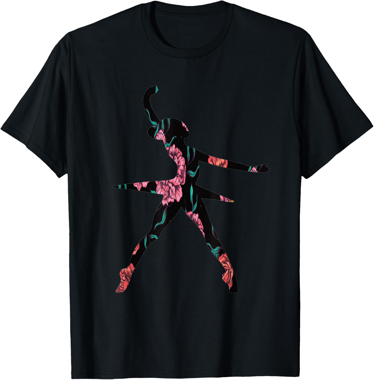 Ballet Dancer Flower Roses Floral Ballerina Ballet Dancing T-Shirt - T-Shirt | Black
