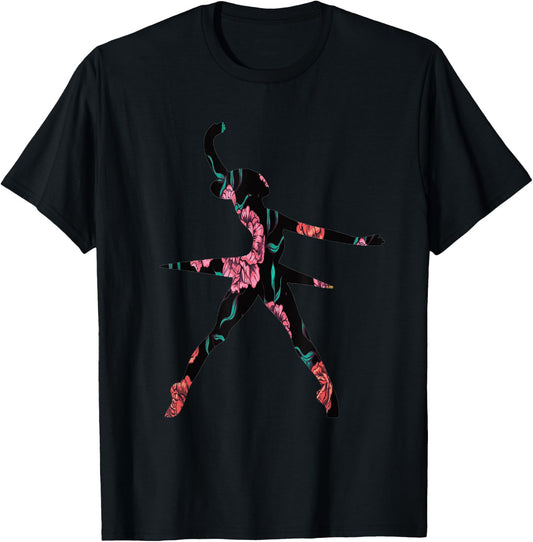 Ballet Dancer Flower Roses Floral Ballerina Ballet Dancing T-Shirt - T-Shirt | Black