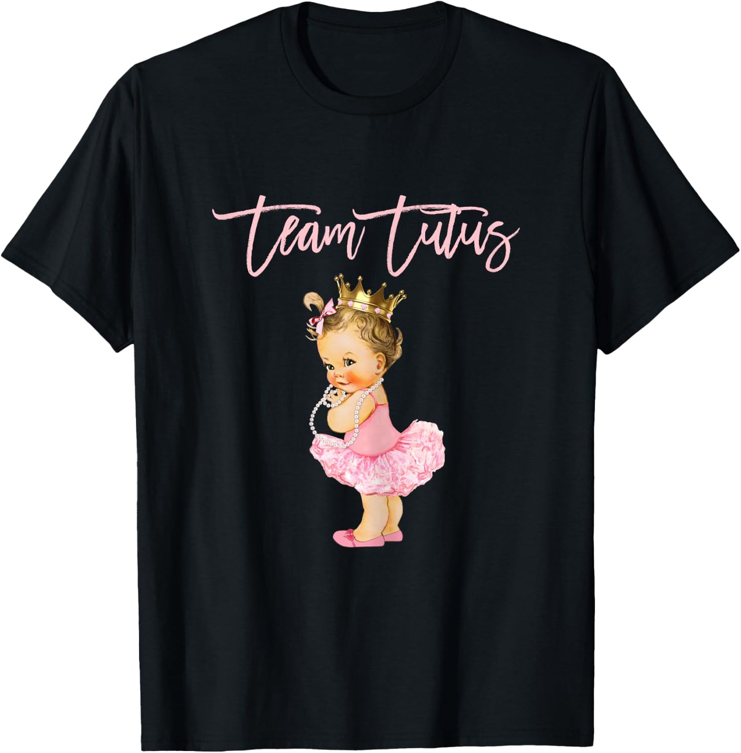 Team Tutus Girl Gender Reveal Group Baby Shower Touchdown T-Shirt - T-Shirt | Black