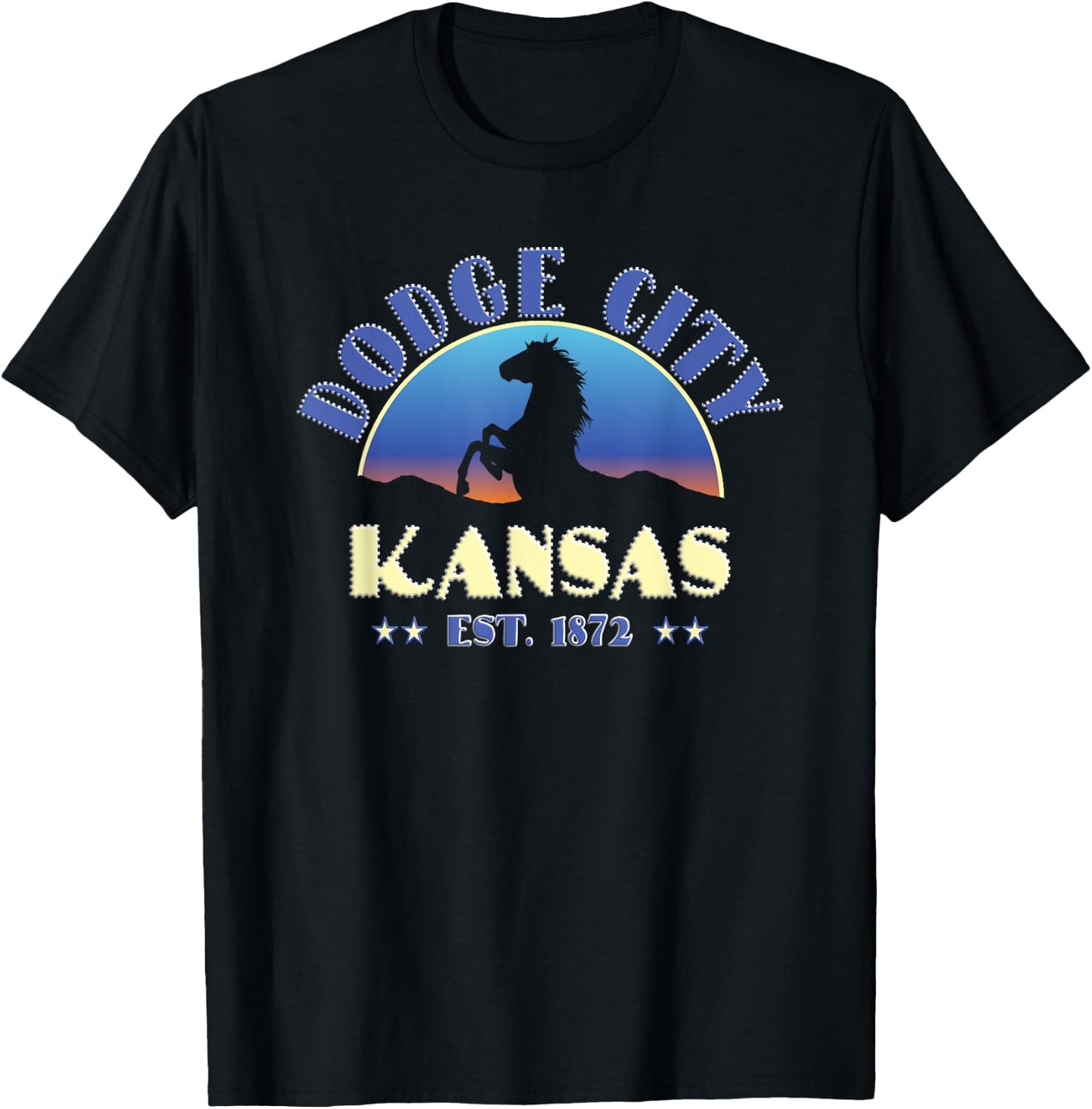 Dodge City Kansas KS Wild Horse T-Shirt - T-Shirt | Black