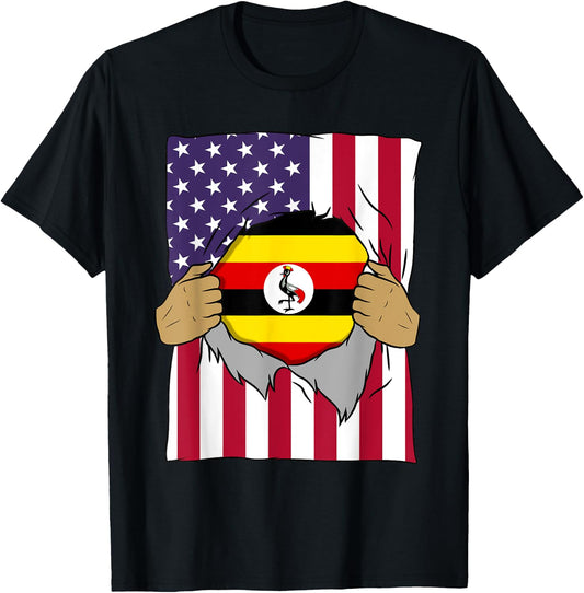 Uganda Flag Blood Inside Me Home Pride Ugandan American Gift T-Shirt - T-Shirt | Black