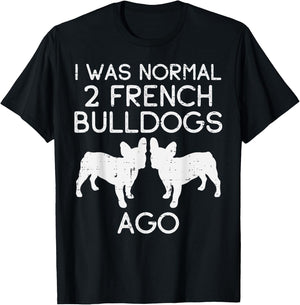 Normal 2 French Bulldogs Ago Frenchie Dog Lover Owner Gift T-Shirt - T-Shirt | Black