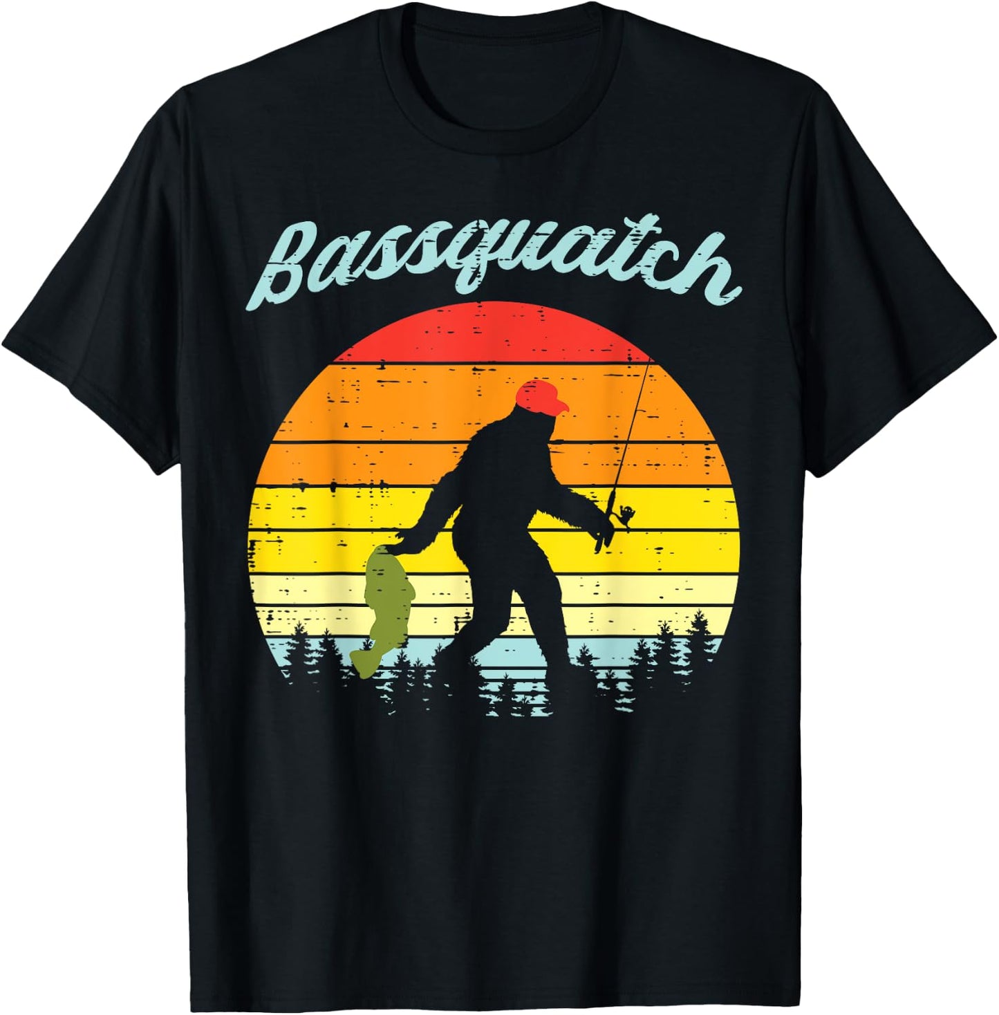 Bassquatch Bigfoot Sasquatch Fish Fishing Fisherman Gift T-Shirt - T-Shirt | Black