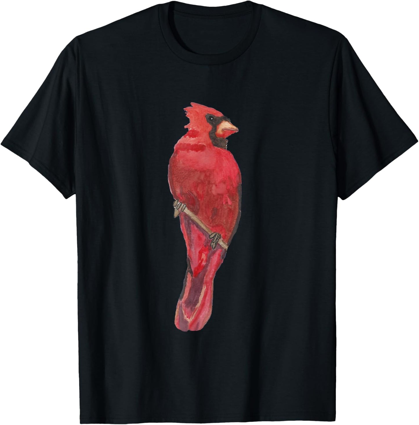 Red Watercolor Cardinal T-Shirt - T-Shirt | Black