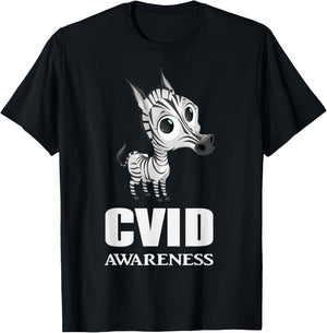 CVID Awareness Ribbon Common Variable Immunodeficiency Zebra T-Shirt - T-Shirt | Black