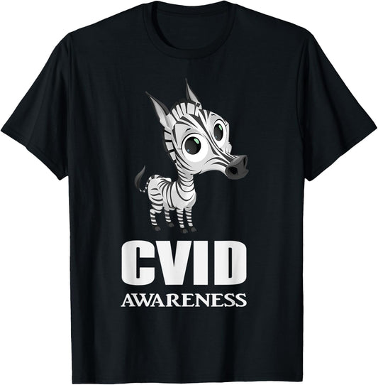 CVID Awareness Ribbon Common Variable Immunodeficiency Zebra T-Shirt - T-Shirt | Black