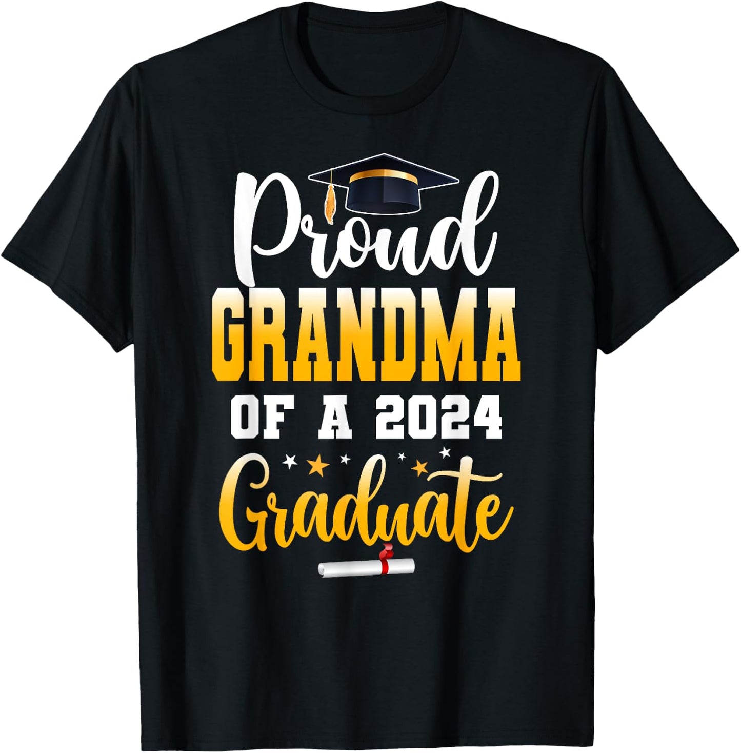 Proud Grandma Of A Class Of 2024 Graduate Senior Grandma T-Shirt - T-Shirt | Black