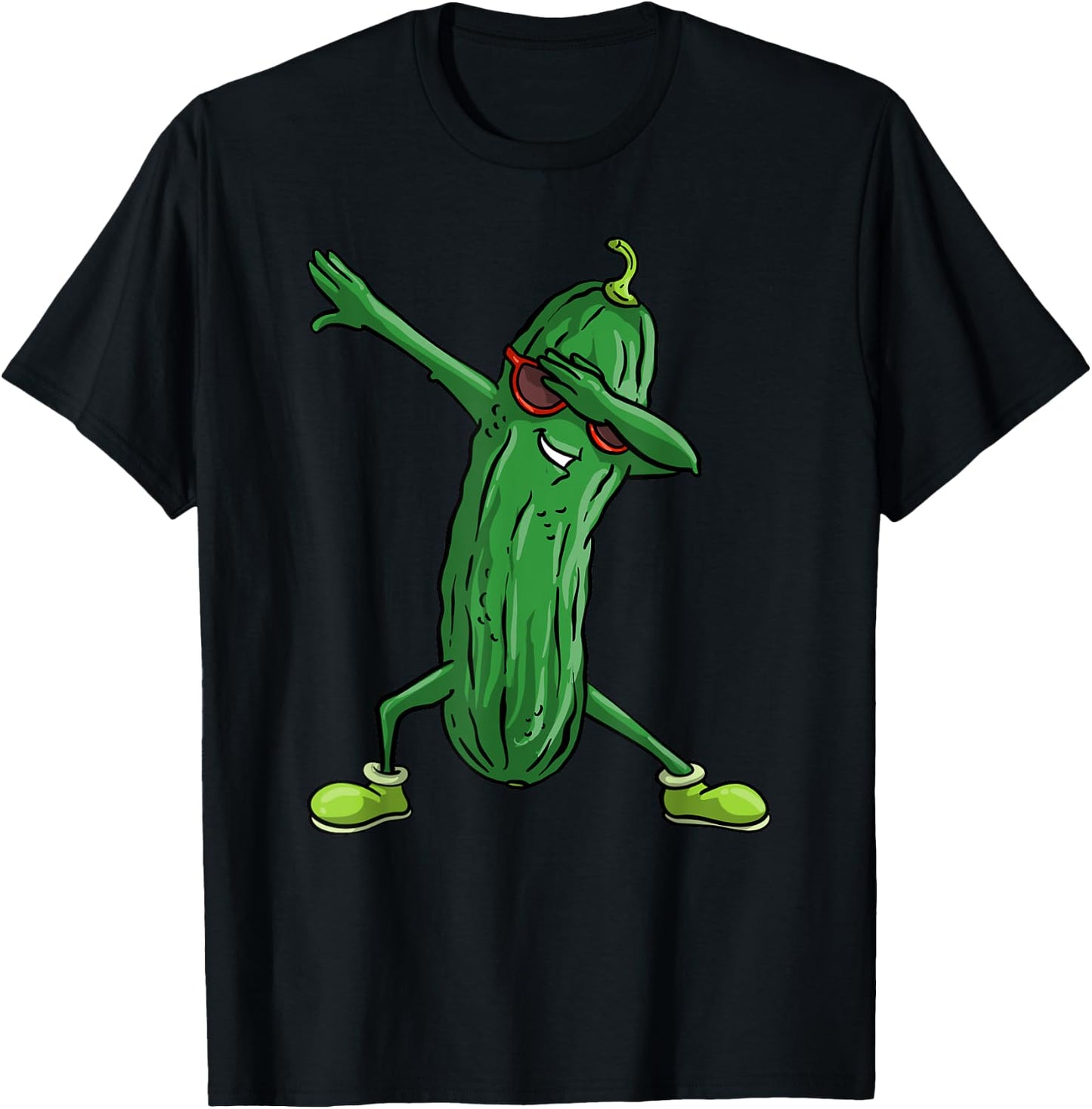 Funny Dabbing Pickle Gift | Cute Dancing Cucumber Men Women T-Shirt - T-Shirt | Black