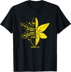 She's Clothed Strength Verse Bible Jesus God Christian Gift T-Shirt - T-Shirt | Black