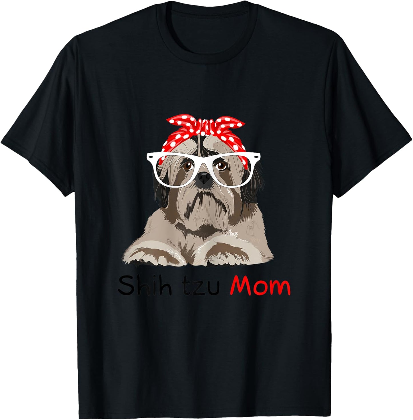 Shih Tzu Mom Bandana Shih Tzu Dog T-Shirt - T-Shirt | Black