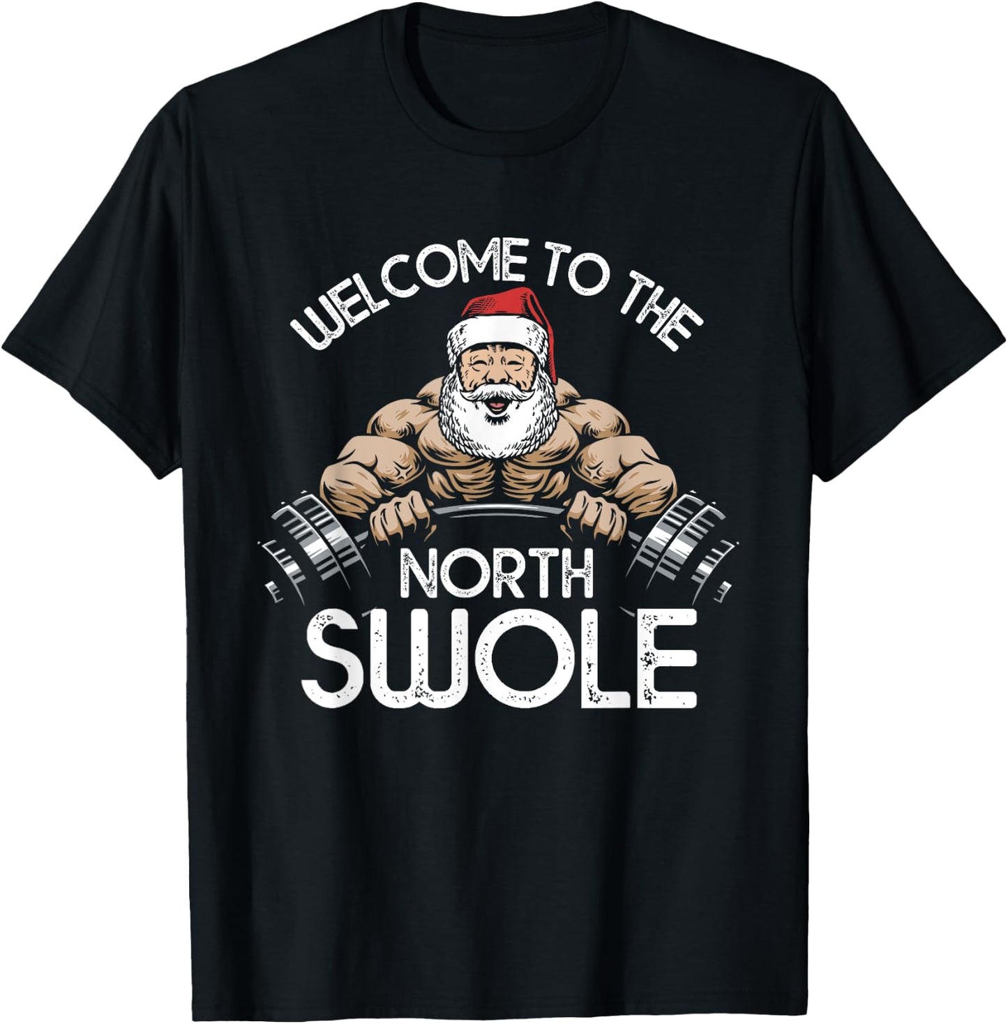 Funny Christmas Shirt North Swole Santa Claus Exercise Gym T-Shirt - T-Shirt | Black