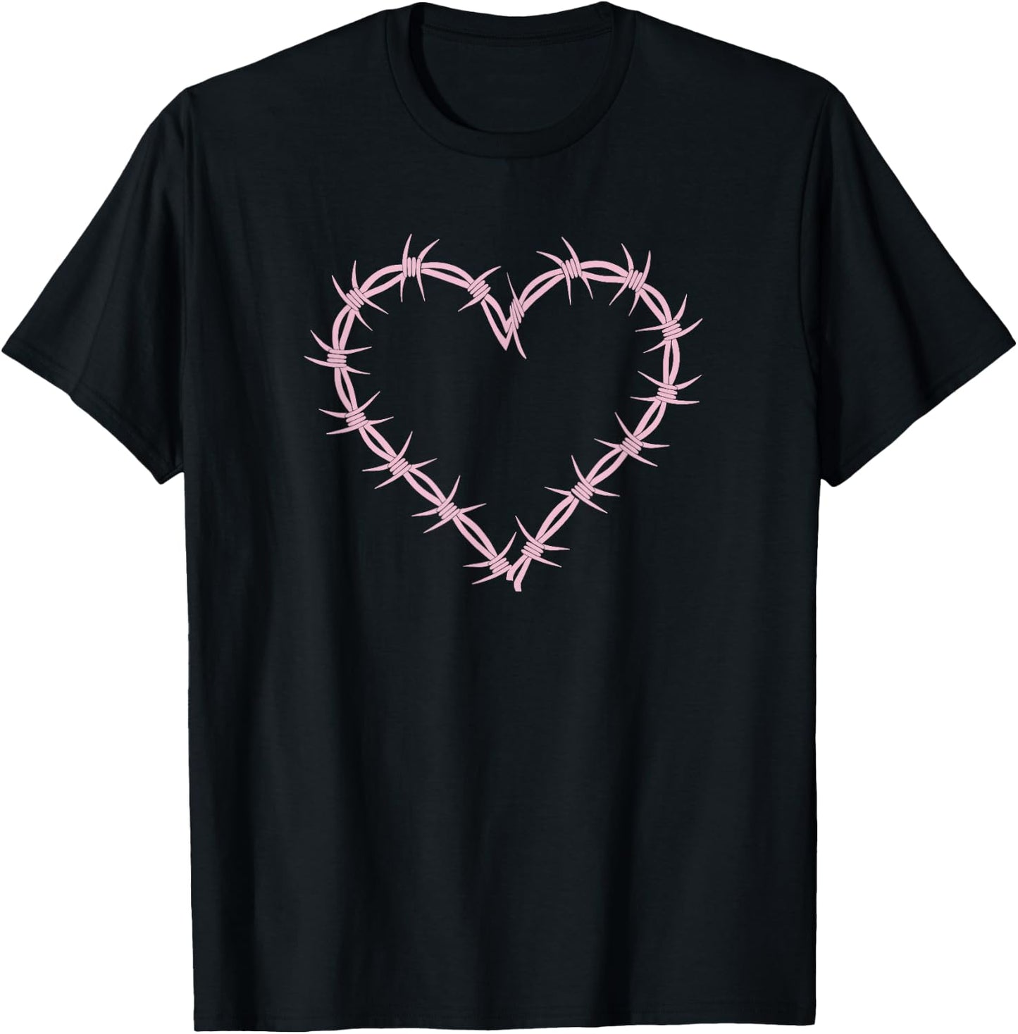 Barbed Wire Heart Grunge Punk Pastel Goth Aesthetic Egirl T-Shirt - T-Shirt | Black