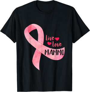 Live Love Mammo Pink Ribbon Mammo Technologist Appreciation T-Shirt - T-Shirt | Black