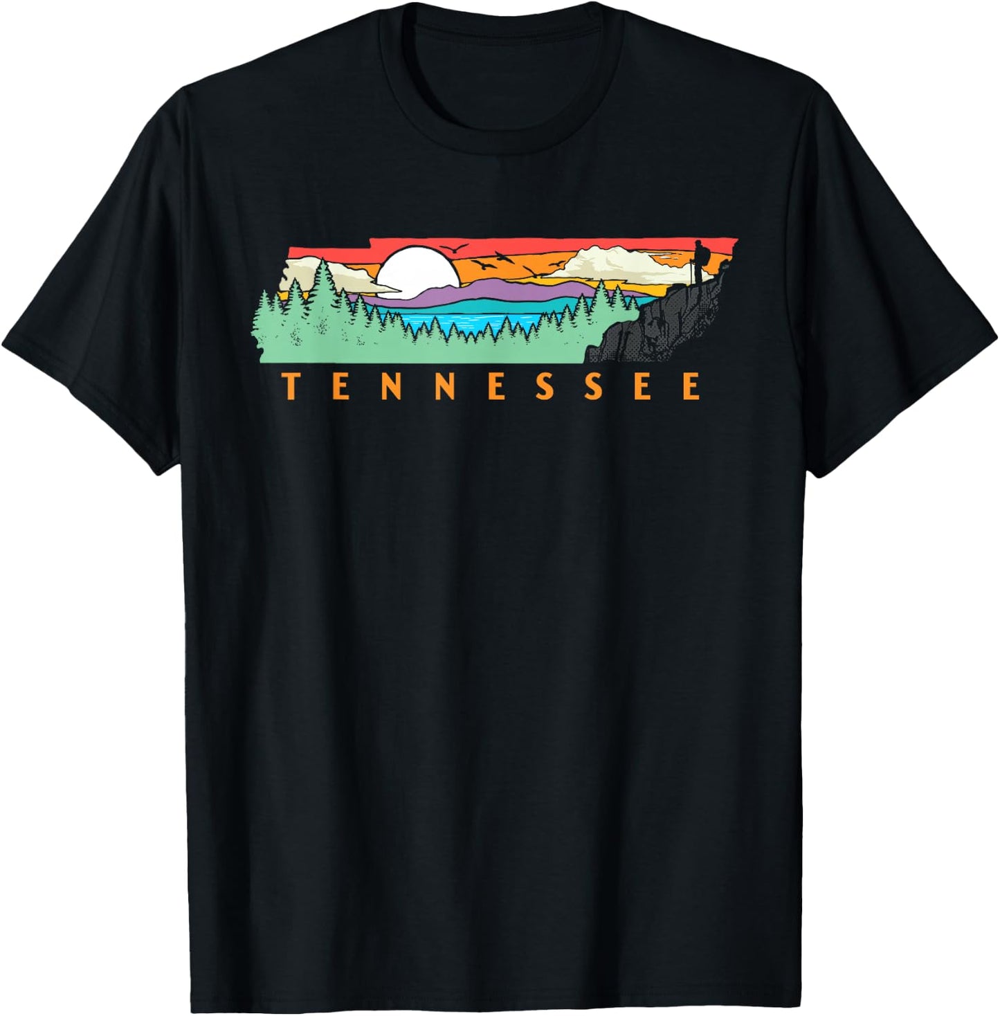 Tennessee Mountains & Outdoors State Pride Nature Graphic T-Shirt - T-Shirt | Black