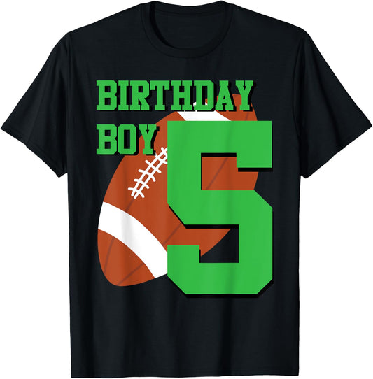 5th Birthday Football Boy | 5 year old Field Players T-Shirt - T-Shirt | Black