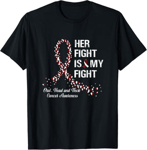 Her Fight Is My Fight Oral Head and Neck Cancer Awareness T-Shirt - T-Shirt | Black