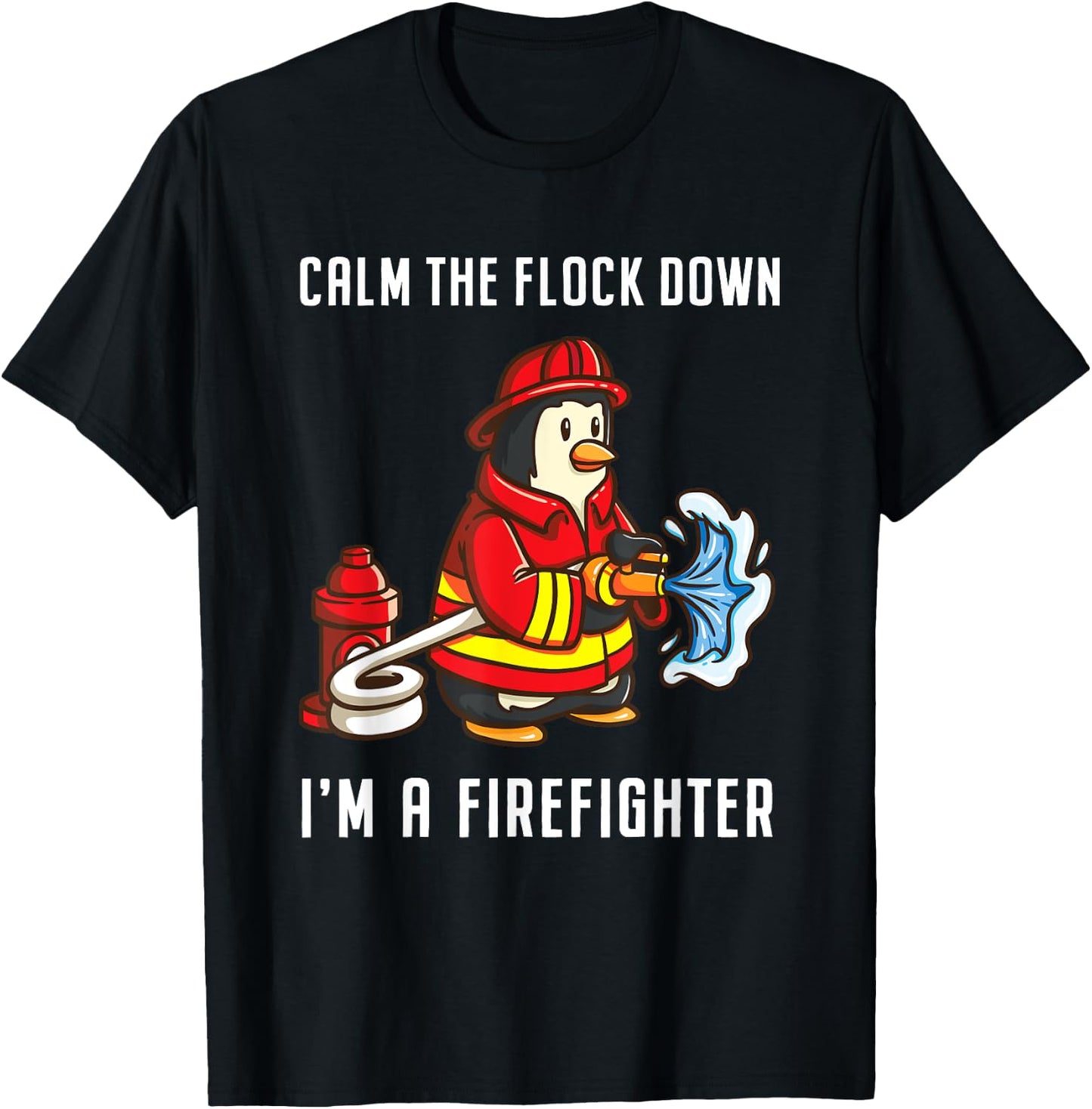 Fireman Penguin Gifts for Fireman Boys T-Shirt - T-Shirt | Black