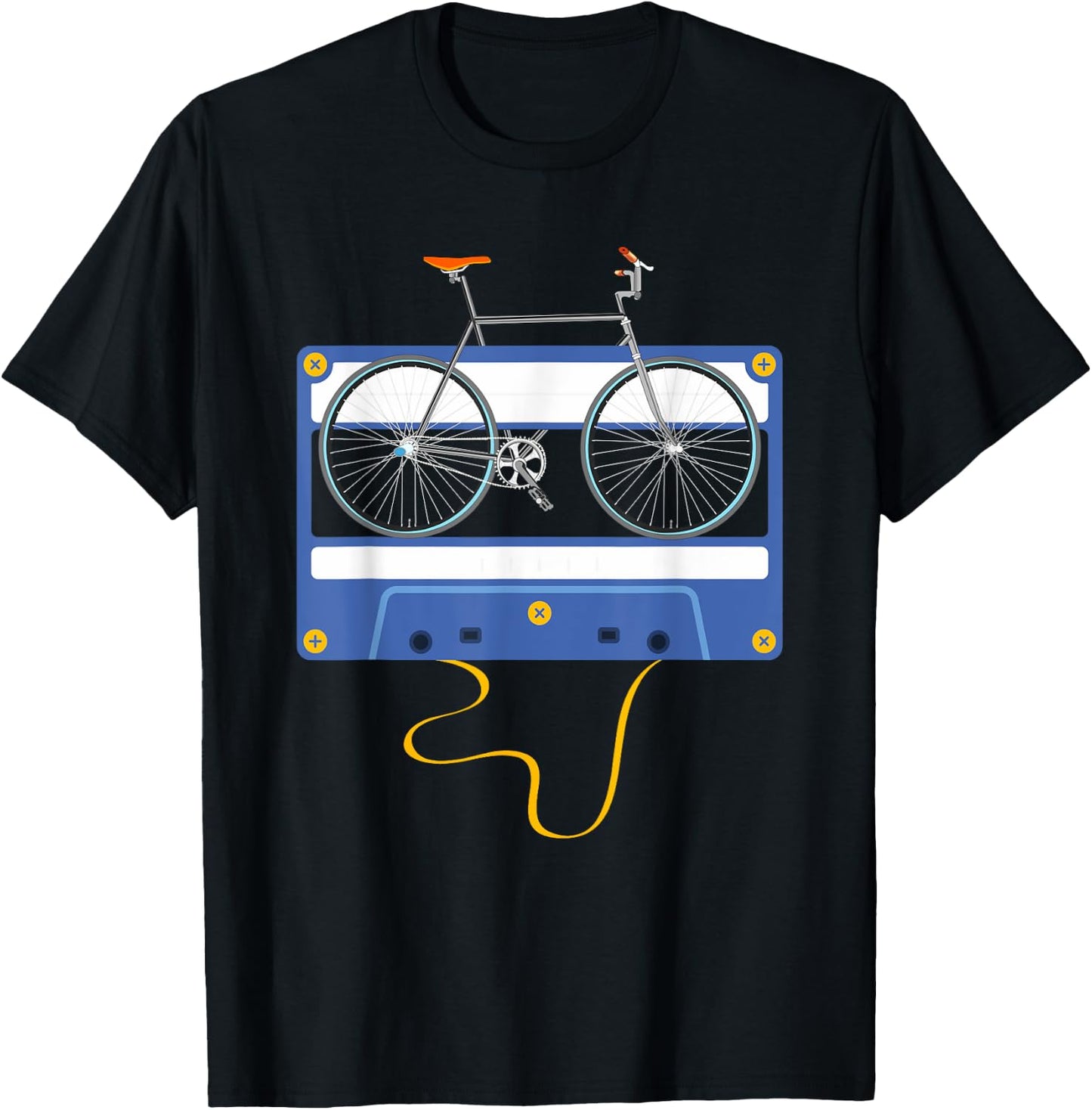 Vintage Cassette Cyclist Men Gift Biking Cycling Bicycle T-Shirt - T-Shirt | Black