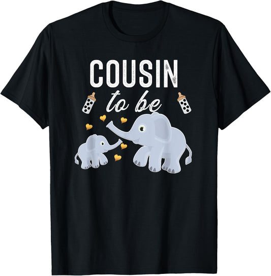 Cousin To Be Elephant Baby Shower Cousin Cute T-Shirt - T-Shirt | Black