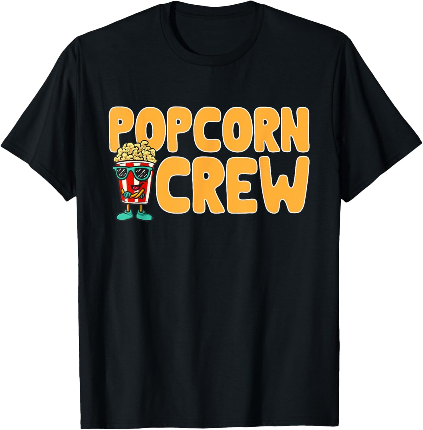 Popcorn Crew Movie Night Snack Popcorn T-Shirt - T-Shirt | Black