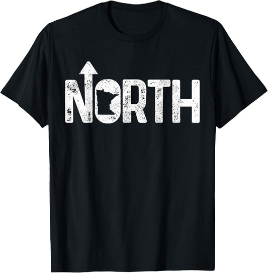 Minnesota Up North State Map Pride Gift T-Shirt - T-Shirt | Black