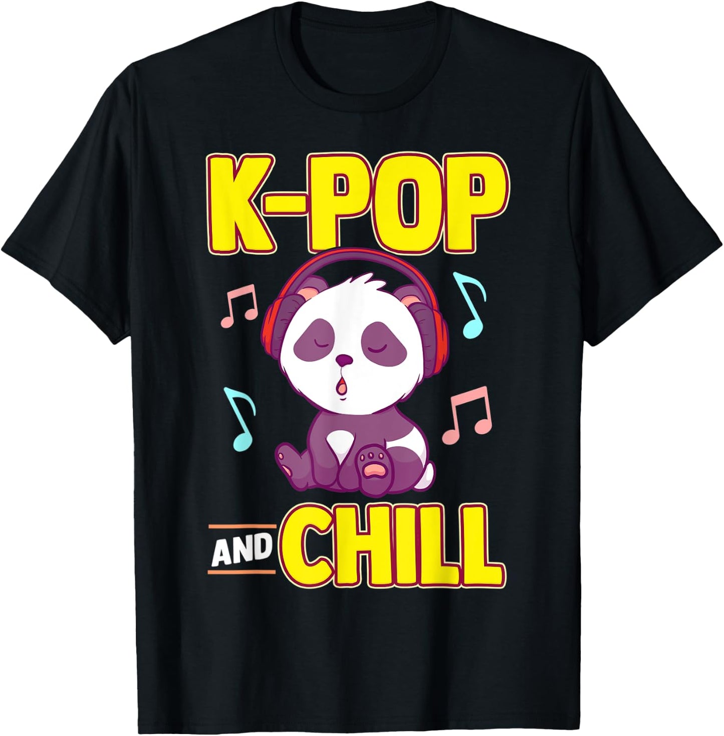 K-POP And Chill Music Lover Korean Panda Merchandise Gift T-Shirt - T-Shirt | Black