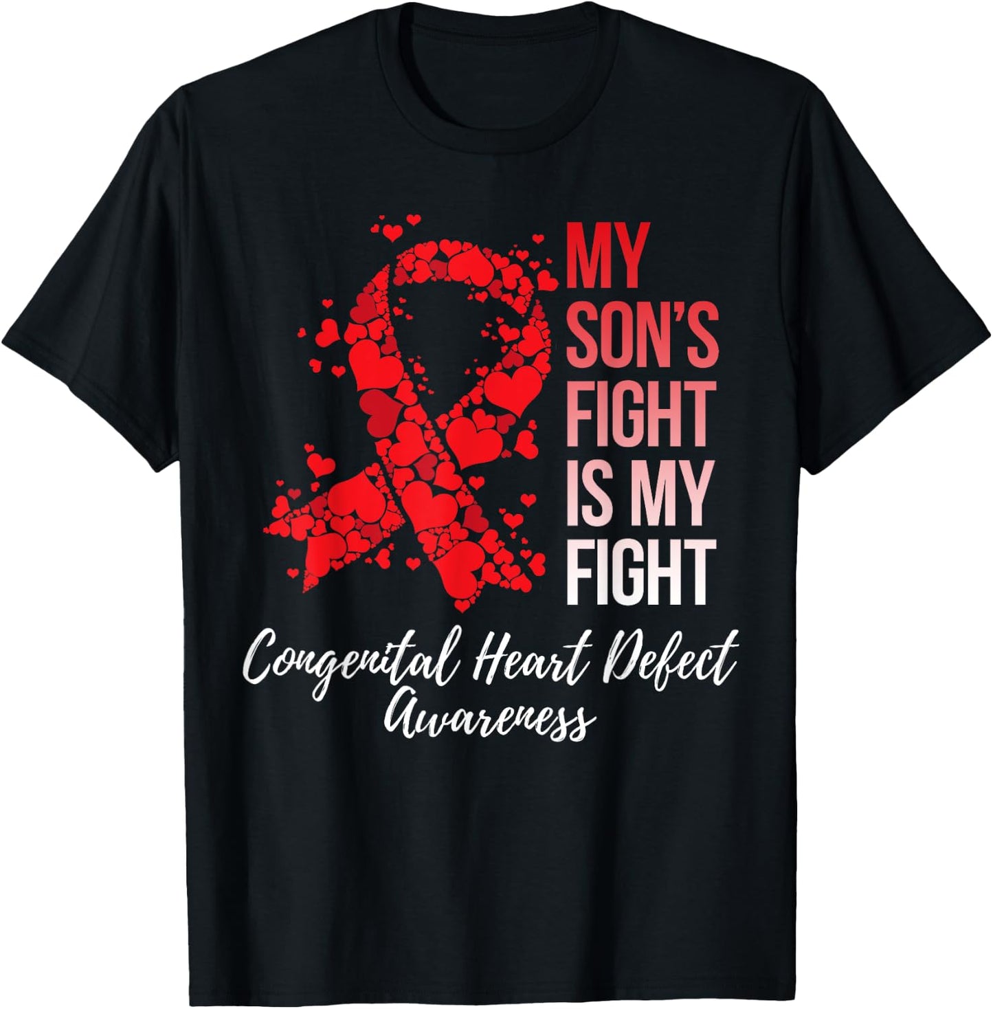 My Son’s Fight Congenital Heart Defect CHD Awareness T-Shirt - T-Shirt | Black
